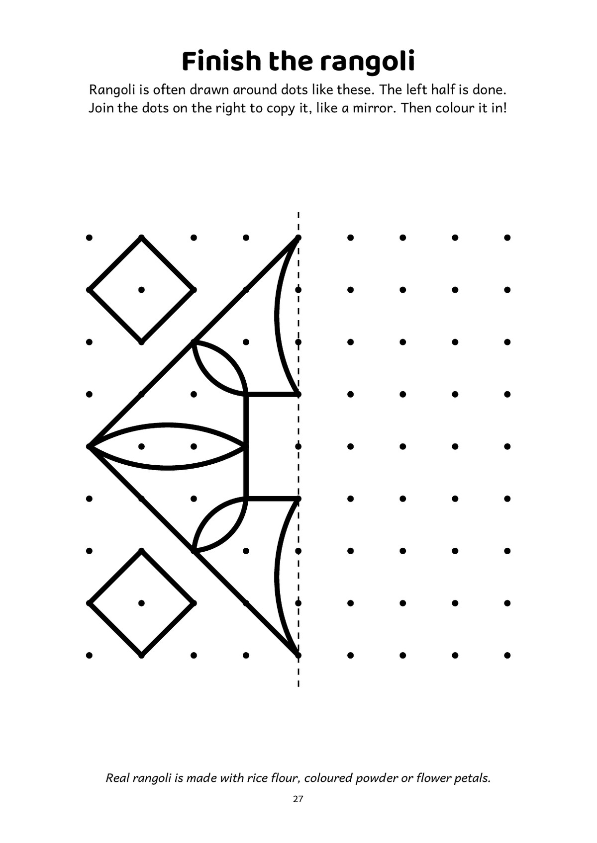 Colour & Tell: Festivals (US Letter): Finish the rangoli activity page