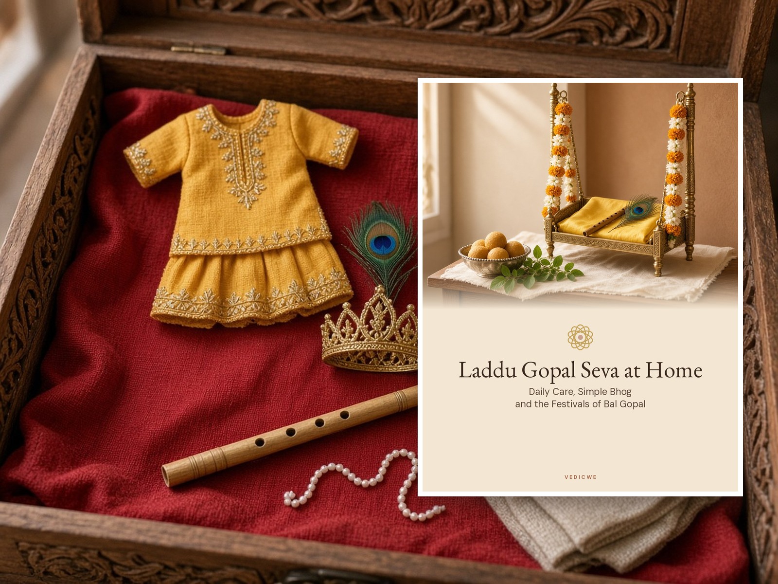 Laddu Gopal Seva at Home: Daily Care, Simple Bhog and the Festivals of Bal Gopal book mockup