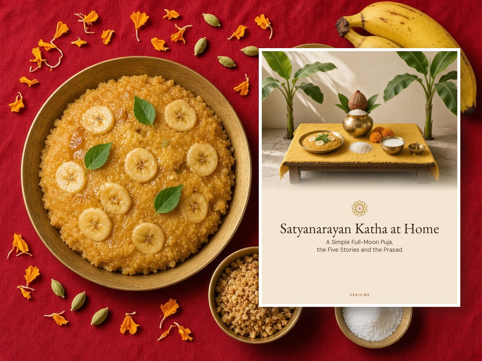 Satyanarayan Katha at Home: A Simple Full-Moon Puja, the Five Stories and the Prasad book mockup