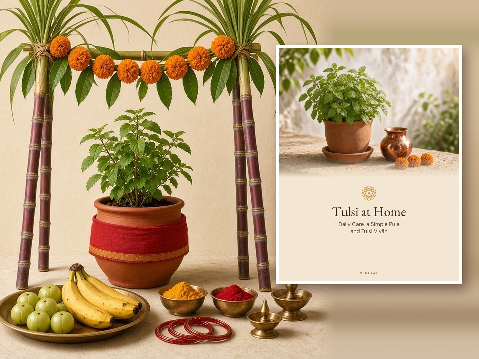 Tulsi at Home: Daily Care, a Simple Puja and Tulsi Vivāh book mockup